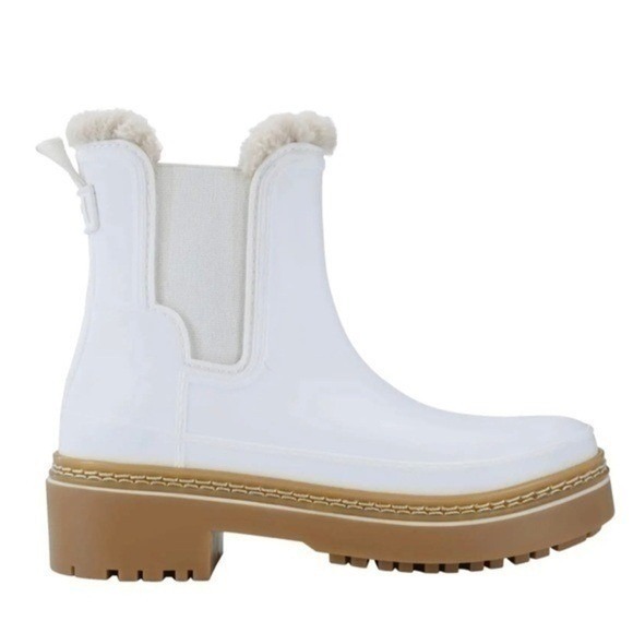 Marc Fisher LTD Shoes - Marc Fisher LTD Fargo White Faux Fur Lined Waterproof Chelsea Rain Boots Size 10
